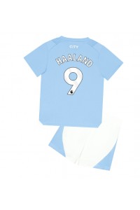 Manchester City Erling Haaland #9 Babyklær Hjemme Fotballdrakt til barn 2023-24 Korte ermer (+ Korte bukser)